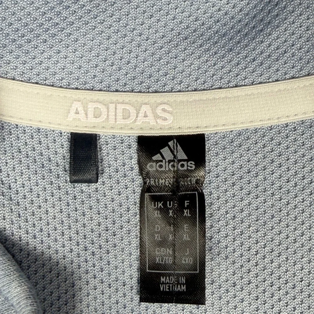 Adidas Primegreen Quarter Zip Pullover Mens XL Light Blue Heather Golf IJ0150